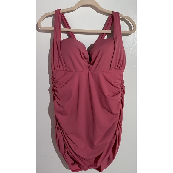 Lane Bryant Other - Lane Bryant One Piece Swimsuit Dress 18 Ruched Beach Resort Slimming Tanning